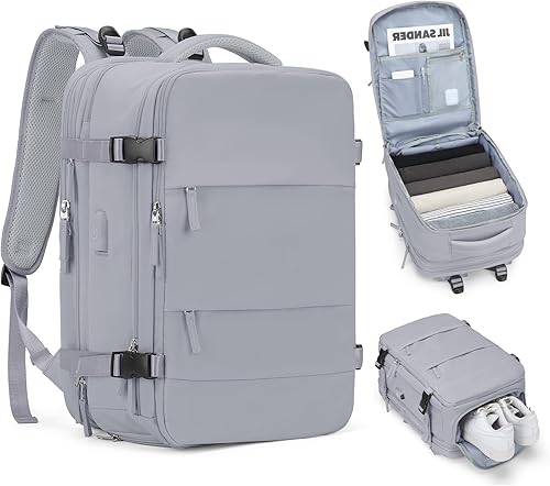 Miniatura 65 de Mochila de viaje grande, bolsa de mano, aprobada para aviones, para artículos personales, para hombre o mujer, color beige con marrón