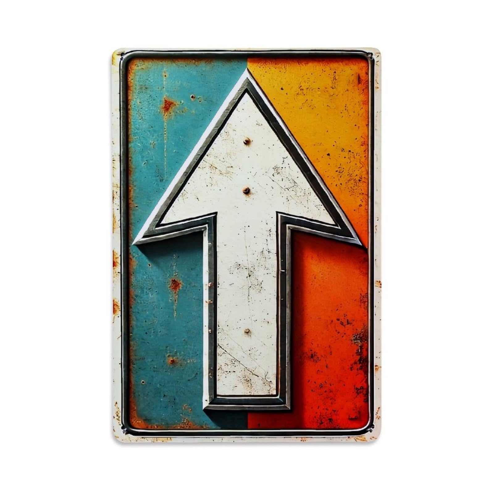 Jdfenggu Vintage Rusty Arrow On Colorful Background Retro Metal Tin Sign, Metal Poster For Bar, Home, Man Cave, Kitchen, Laundry Room Art Decor 8X12 Inch