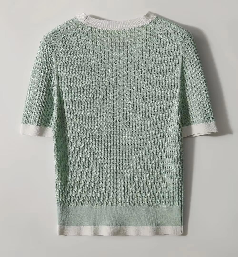 T-Shirt a Maglia Casual Donna, Top Morbido Collo Alto per Vacanze Estive
