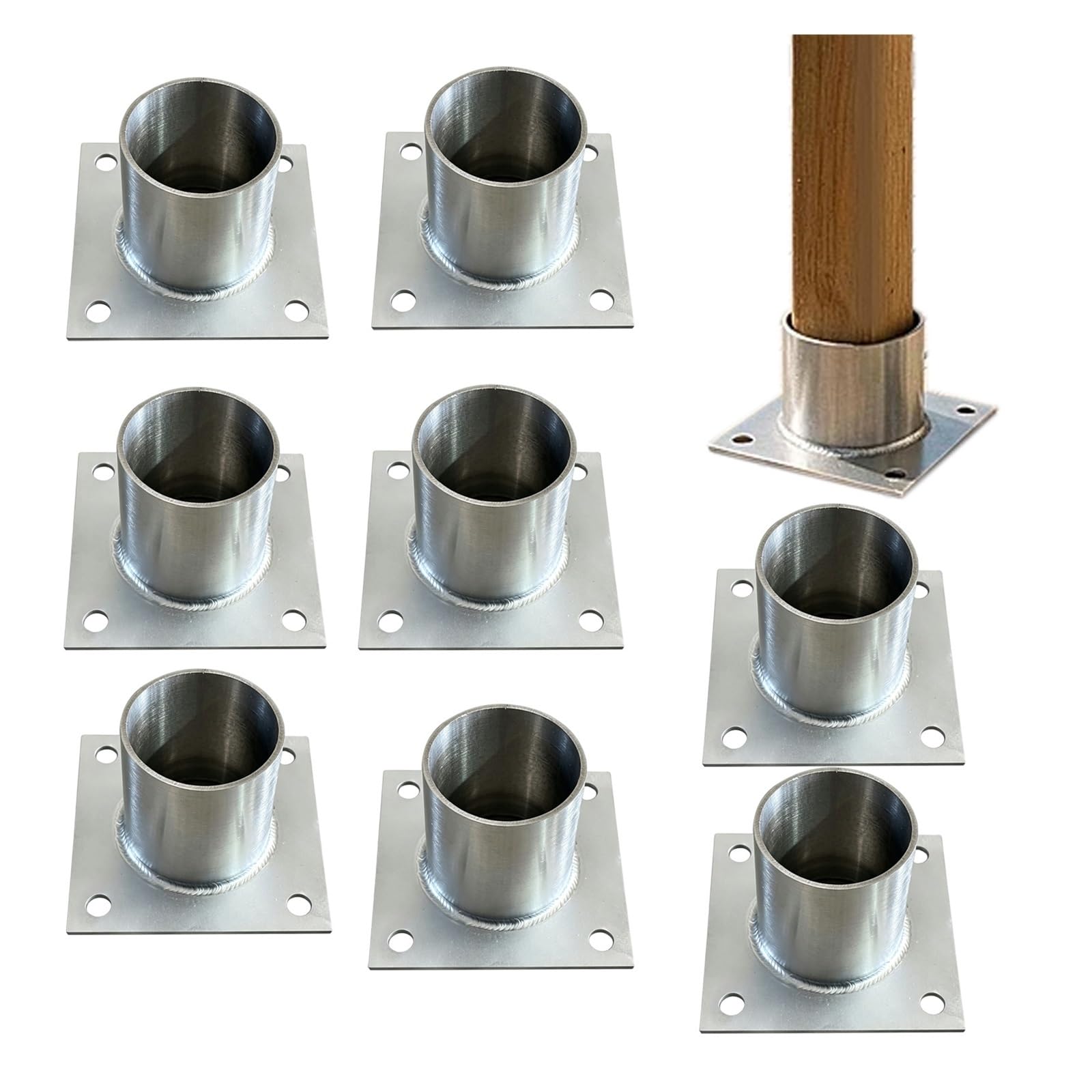 8 Pcs Soporte poste redondo acero inox multisuperficie | Base de anclaje montaje superficie resistente riel escalera/pabellón jardín/suelo hormigón(Dia 190mm/7.5")