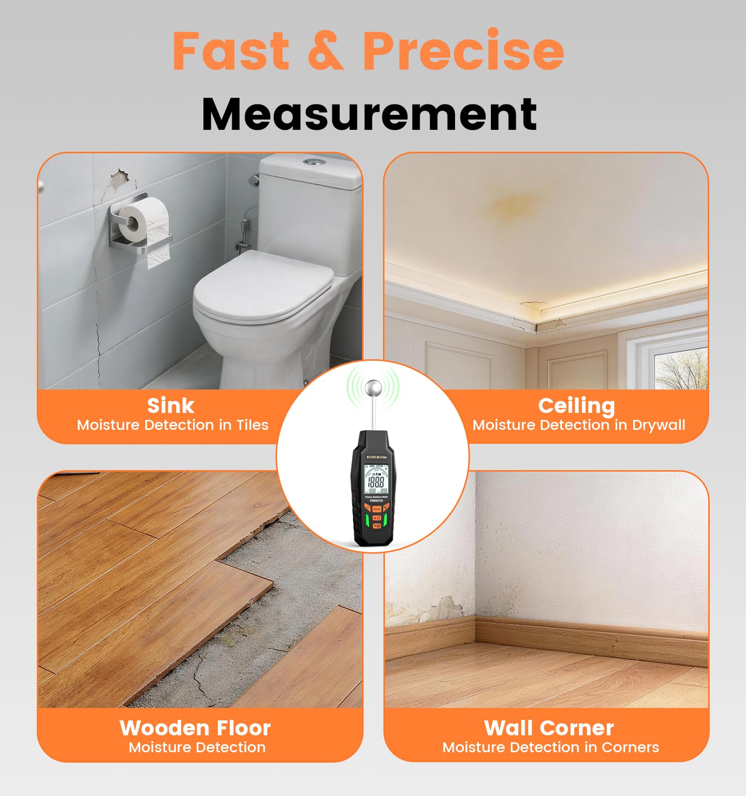 Humidimètre sphérique 5-40 mm pour matériaux de construction bois mur plâtre maçonnerie béton