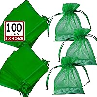 Vista 8 de Ableme Deco Bolsas de organza azul real de 3 x 4 pulgadas (100 unidades), bolsas de regalo de malla transparente con cordón, bolsas de joyería