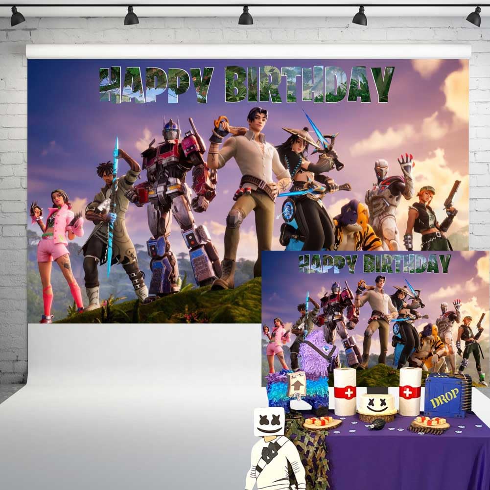 Battle Royale Birthday Banner Backdrop Video Game Party Supplies Battle Royal Party Decorations Background for Kids and Adult Cake Table Poster 5x3 ft 188