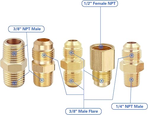 Miniatura 3 de MCAMPAS Extensión de manguera de propano trenzada resistente de 10 pies, kit de conversión universal 5 en 1 (3/8 pulgadas a NPT de 1/2 pulgada,