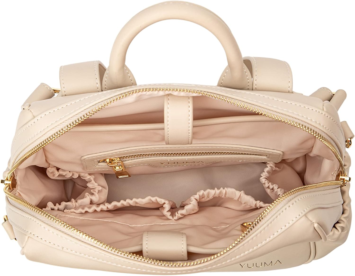YUUMA Mini Diaper Bag Backpack | Women & Moms | Small Vegan Leather Backpack Purse | Lightweight & Compact (Ivory)