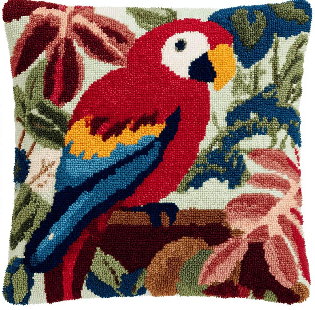 Kitquiver Latch Hook Kits Donkey for Adults,Jungle Bird DIY Latch Hook Cushion Kits and Latch Rug Kits Cross-Stitch Embroidery Cushion Cover for Home Sofa Decoration 17X17 in