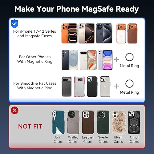 Miniatura 7 de Soporte magnético de teléfono para salpicadero y parabrisas de automóvil, apto para tablero de instrumentos de varios materiales Imán fuerte,