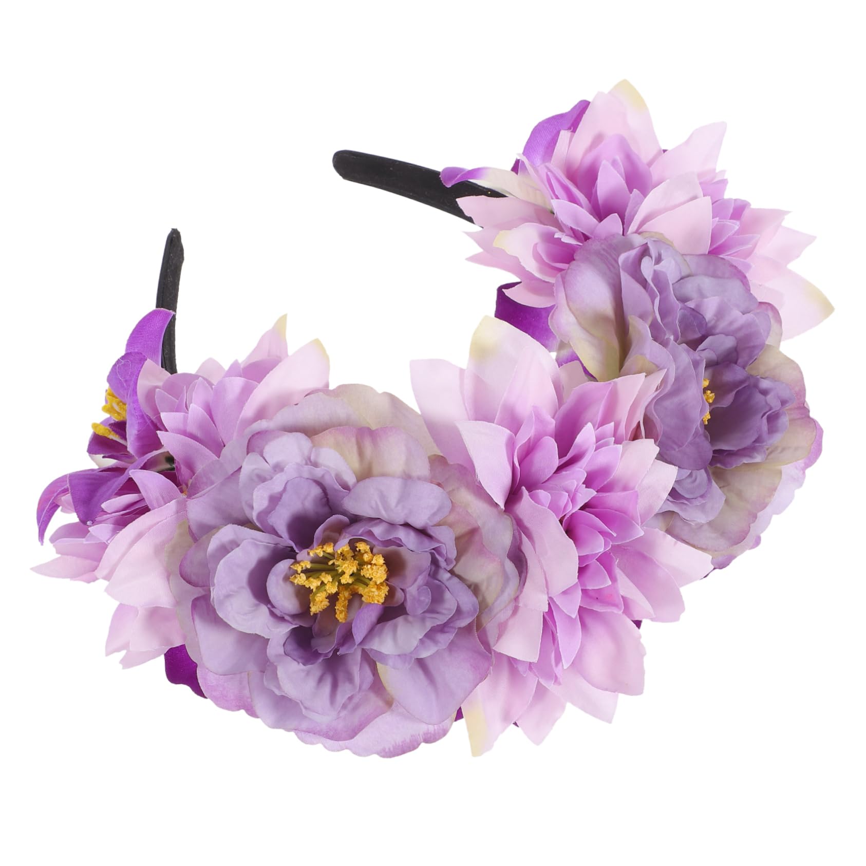4 diademas de flores estilo retro para mujer, guirnalda para el pelo, tocado de flores de gran tamaño, tocado para la cabeza, artificial de viaje, tela