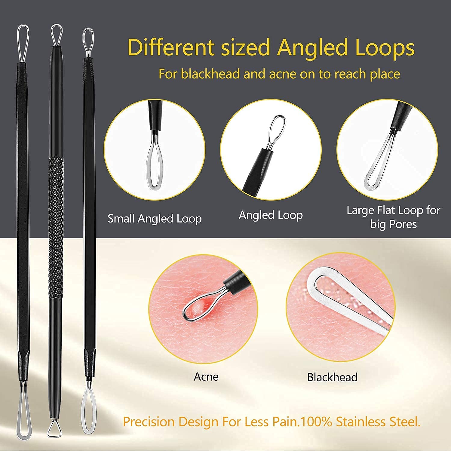 BAbuGIG Pimple Popper Tool Kit,Acne Removal Tool kit 11 Pcs Remover Comedone Extractor for Quick and Easy Removal of Pimples, Blackheads for Acne Blemish Removal (Black-11)