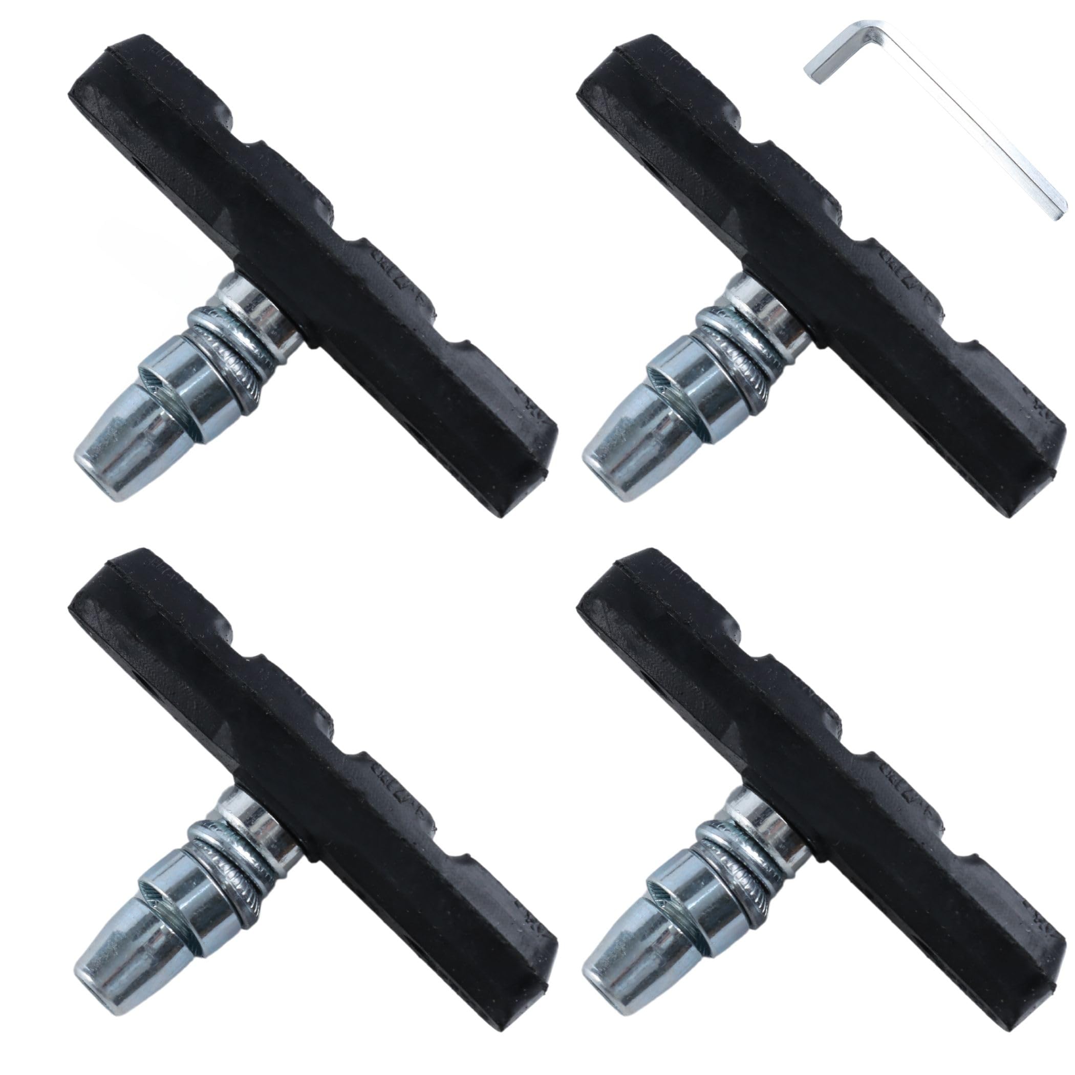 Bike Brake Pads, Powerful Noiseless V Brake Pads for Mountain Bikes, Compatible with Shimano, Tektro, Mongoose, No Skid Long-Lasting Mountain Bike Parts