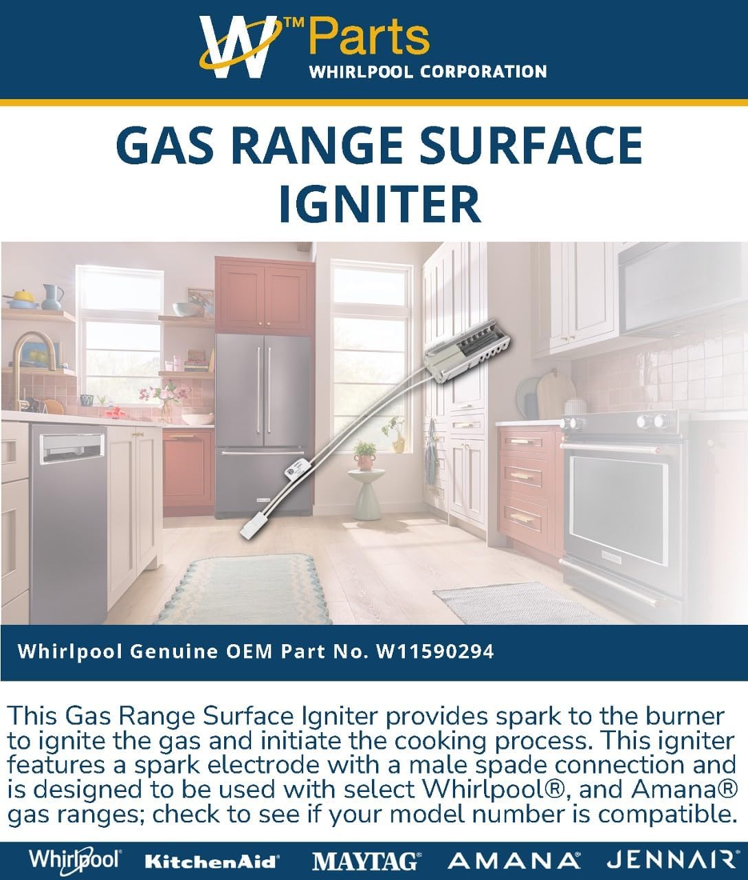 Whirlpool W11590294 OEM Gas Range Surface Igniter