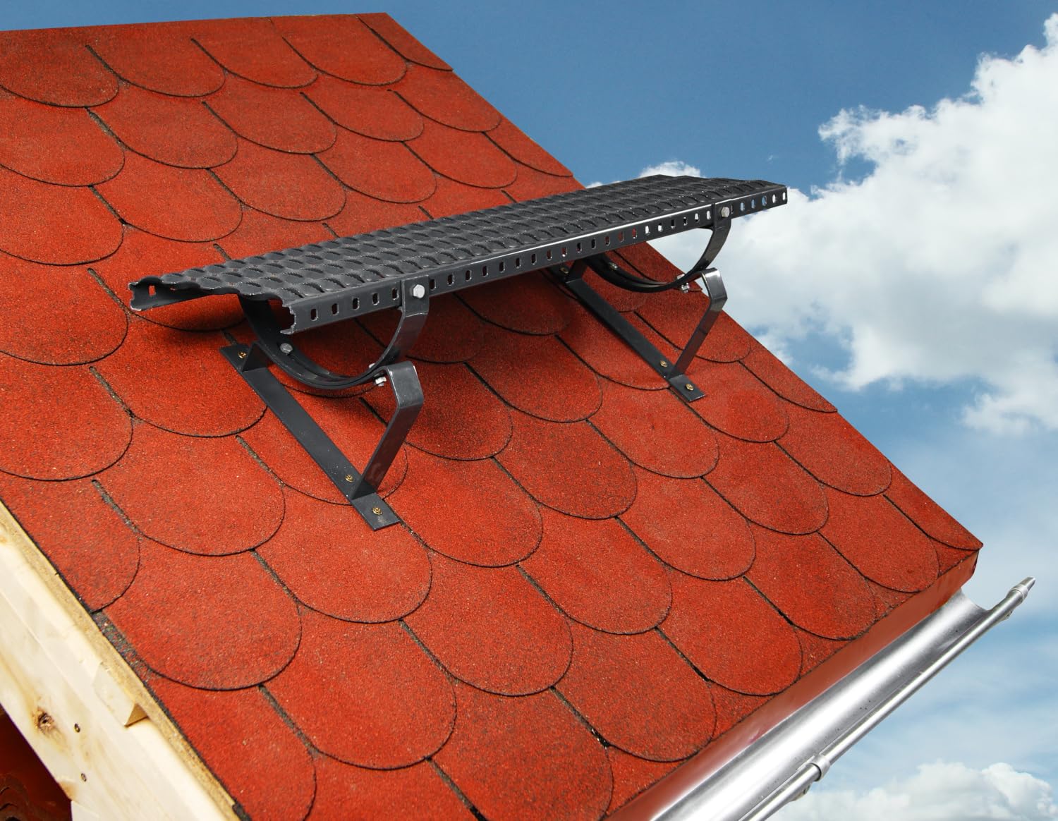 Dachtritt Steigtritt 80 cm Komplett für Plattdach flache Abdeckung (RAL 7016 - Anthrazit)
