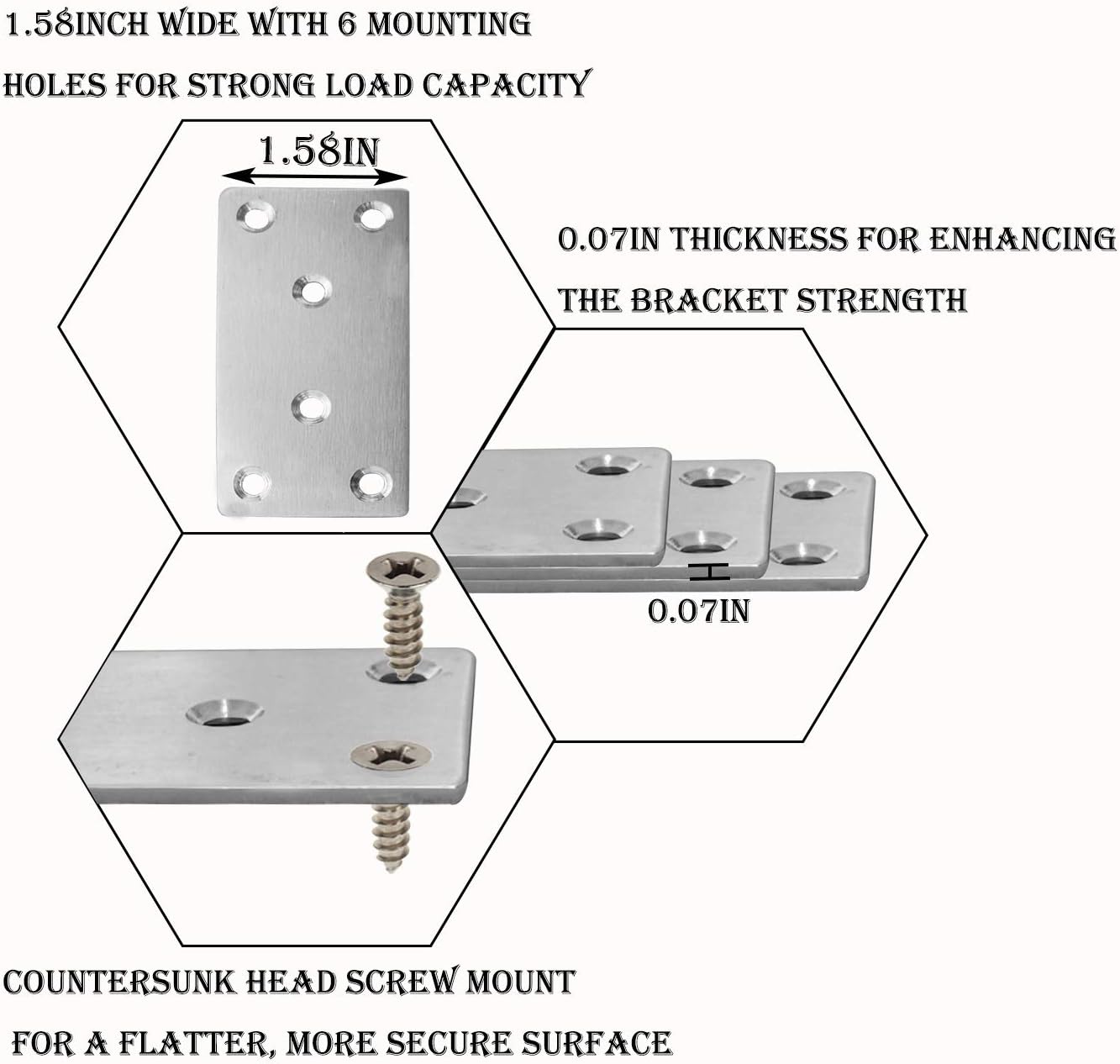 24Pack Mending Plate with Screws, 3.12” Stainless Steel Flat Brace, Heavy Duty Flat Straight Brackets Metal Mending Plate for Wood Shelves Bed Table Chest Box Furniture : Industrial & Scientific