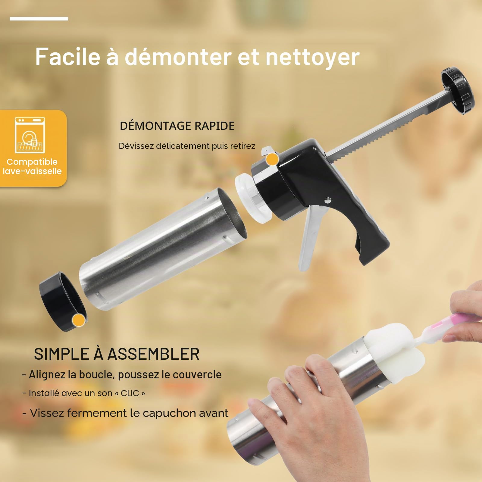 Machine a Churros,Presse a Biscuits, Appareil a Churros,Presse à Churro Pistolet à Pâtisserie avec 16 Gabarits,8 Douilles et Poche, Seringue Patisserie pour Gâteaux Gâteaux Dessert
