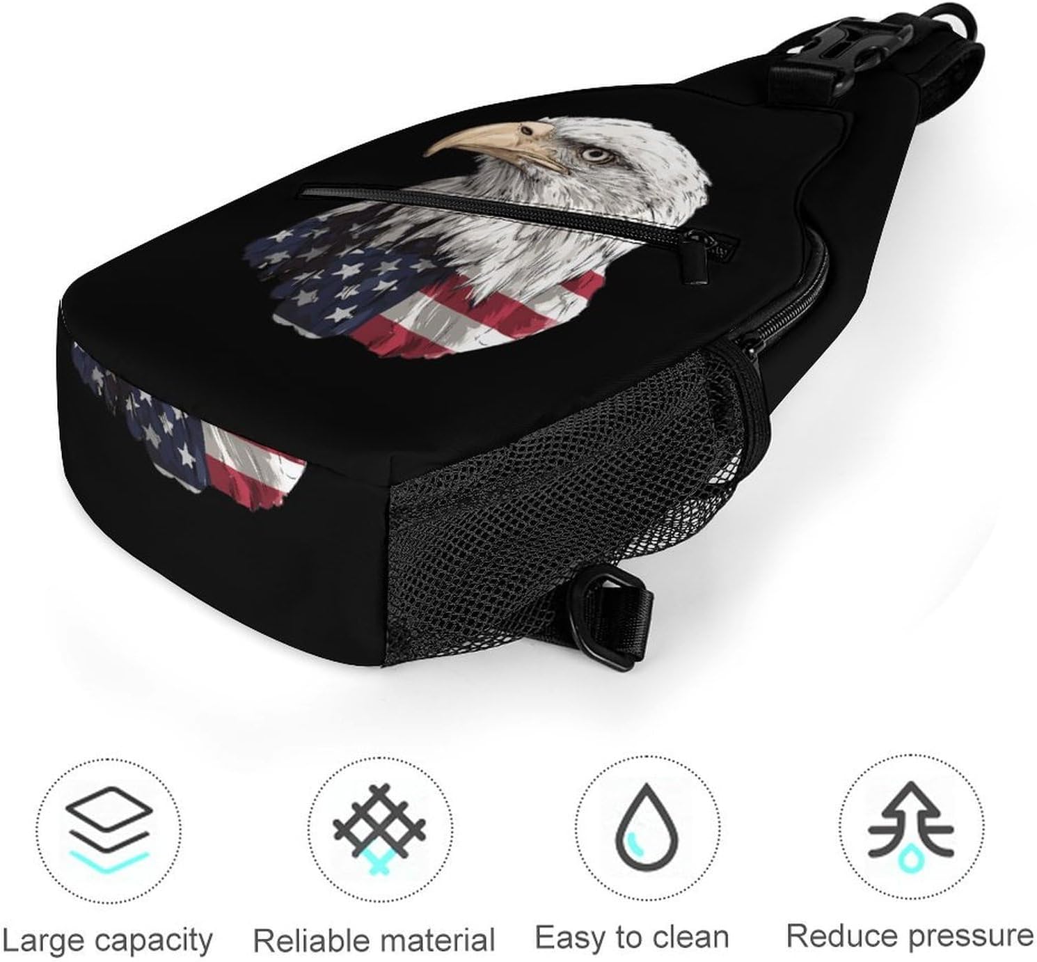 U.S.A. Flag Bald Eagle1 Casual Sling Bag Backpack Shoulder Daypack