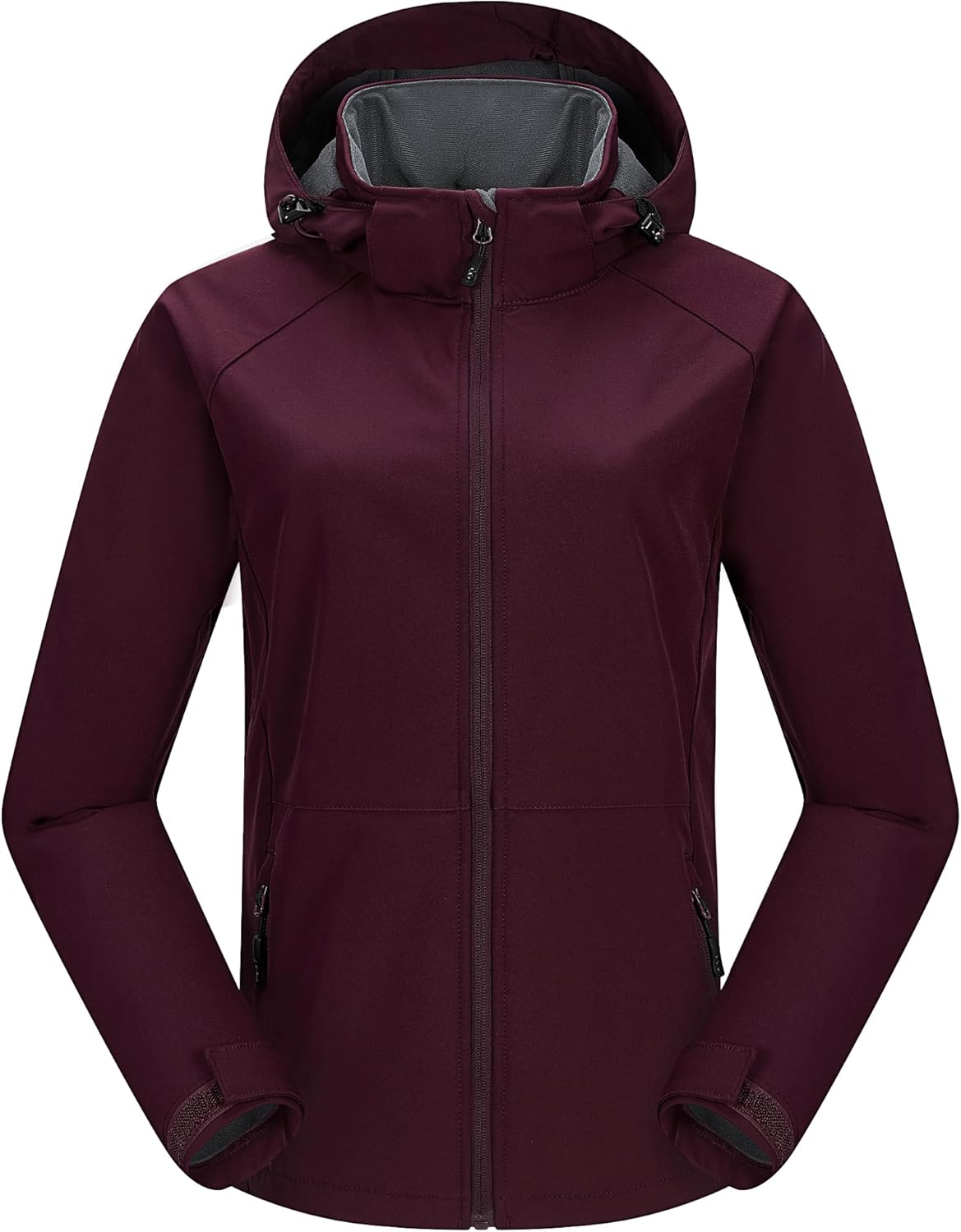 33,000ft Women's Waterproof Softshell Jacket with Removable Hood Lightweight Fleece Lined Warm Insulated Rain Windbreaker