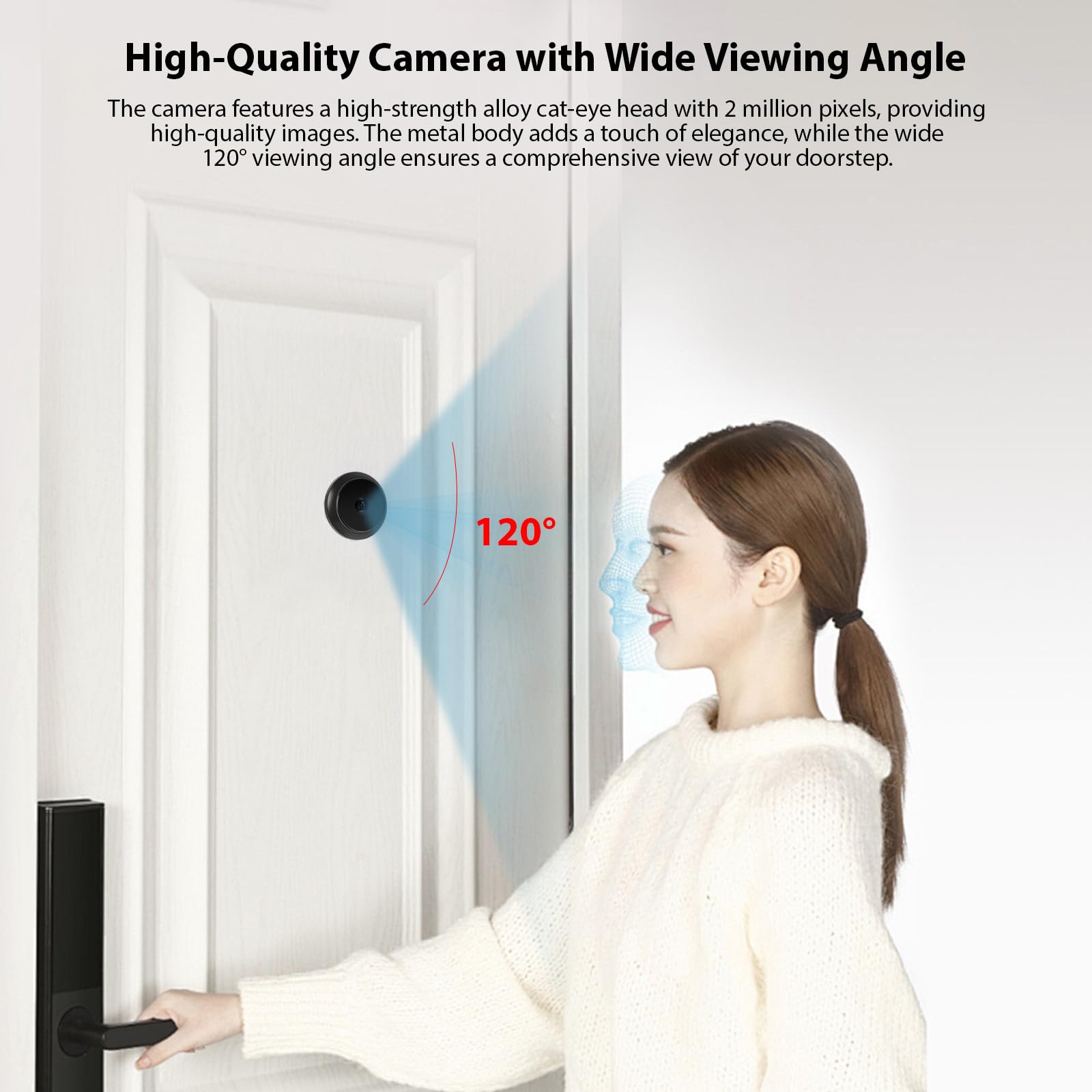 Spioncino digitale per porta, monitor LCD da 3,97 pollici con kit fotocamera 1080P da 2 MP, ampio angolo di visione di 120°, visione notturna a colori, batteria integrata da 1400 mAh