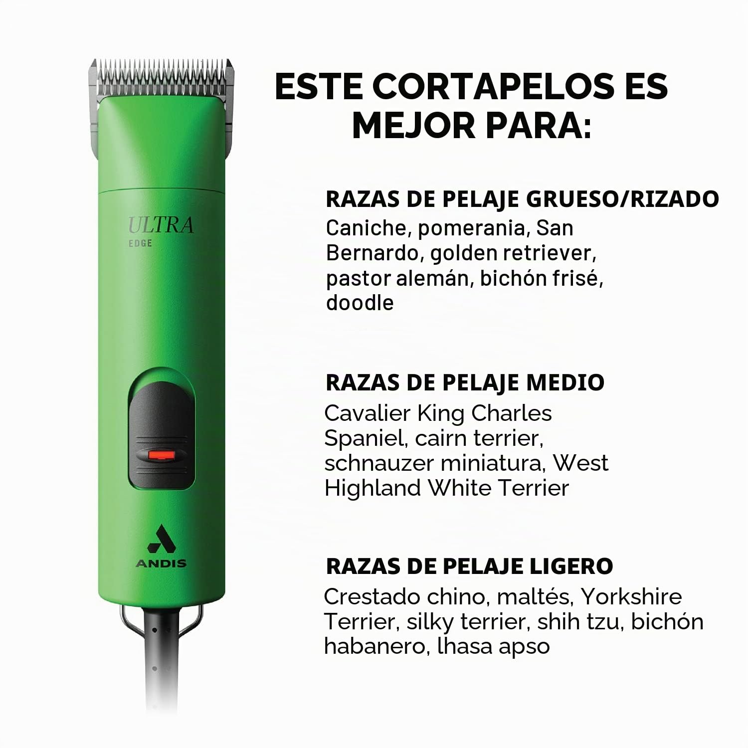 Andis 24715 UltraEdge Super 2-Speed - Cortadora de cuchillas desmontables de 2 velocidades, cuidado profesional de animales/perros, verde primavera, AGC2