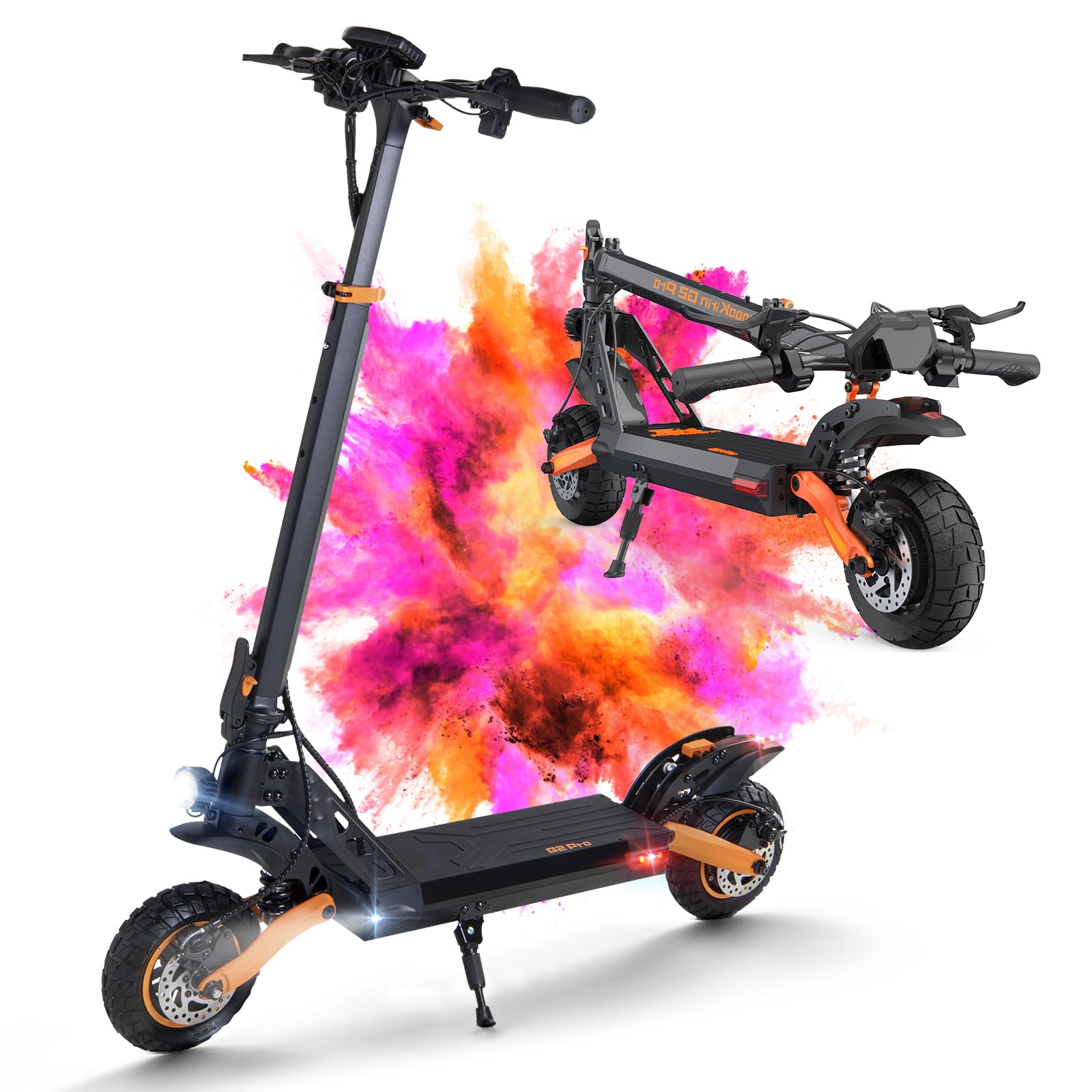 Kukirin Patinete Eléctrico Adultos Homologado DGT,Patin Electrico,Scooter Electrico Potente Plegable/Autonomía de 60 km/Ruedas de 10"/Carga máxima 120kg/IP54/Doble Frenos de Disco-G2 Pro