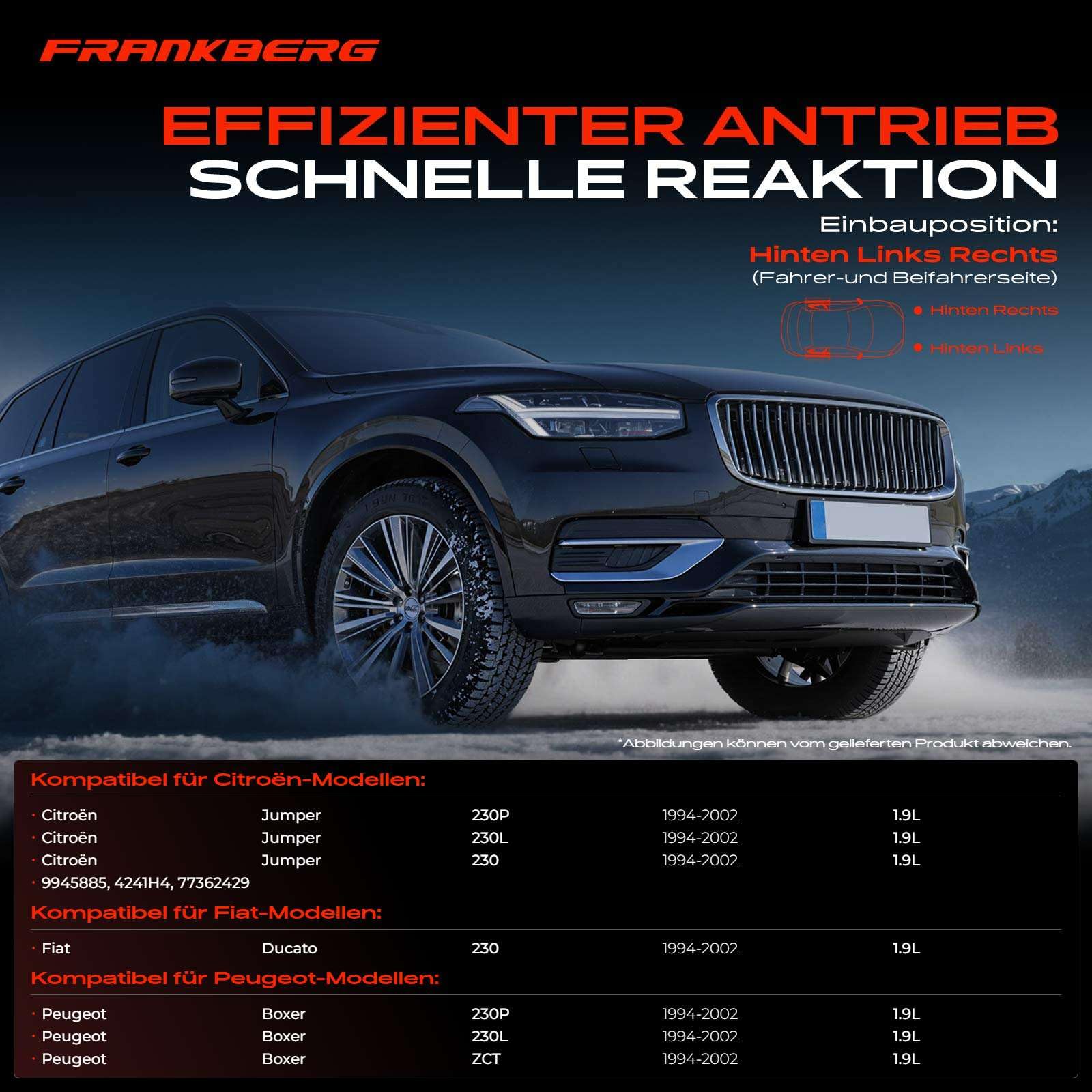 Frankberg 4x Bremsbacken Satz Feststellbremse Hinten 9945885