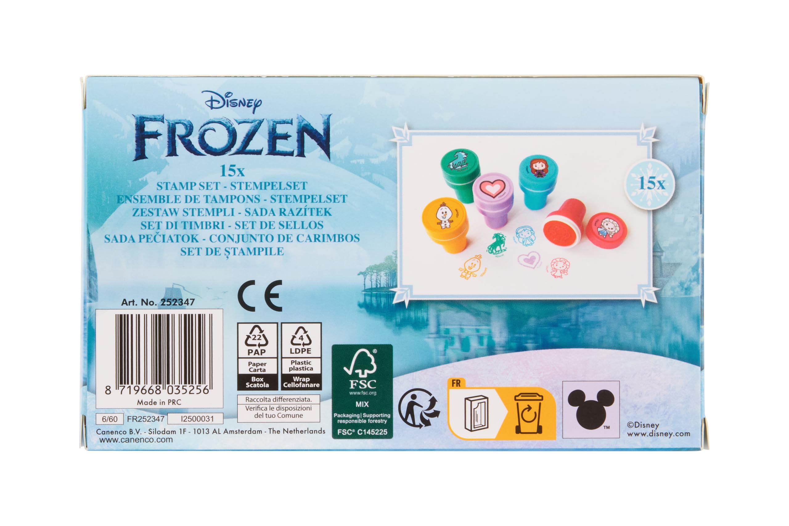 Frozen zestaw pieczątek 15 sztuk, ELSA i Anna, zabawka dla dzieci od 3 lat, królowa lodu, zestaw stempli do majsterkowania dla dziewczynek | Disney Frozen, kreatywny zestaw na urodziny dziecka i do