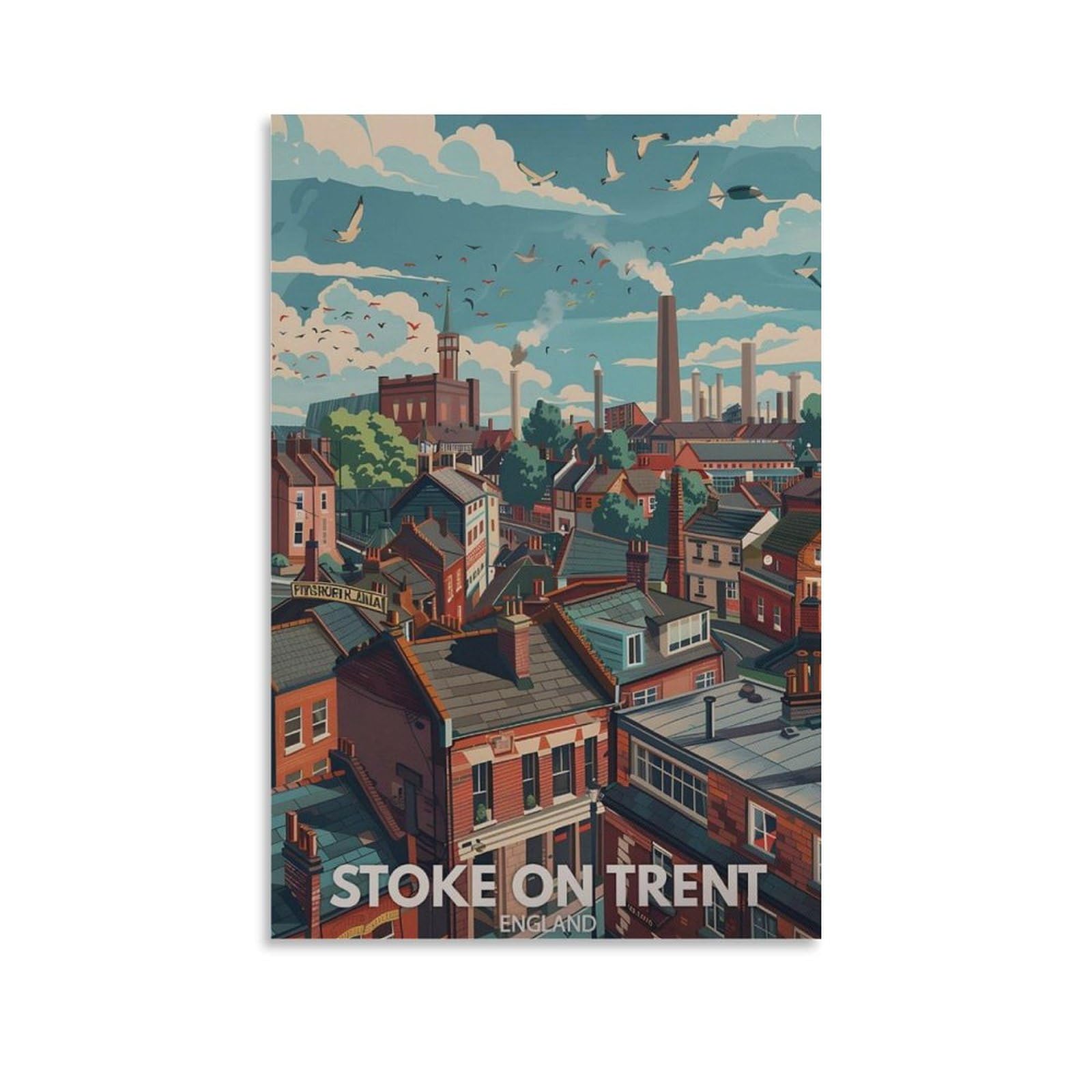 GQVCJSW Stoke On Trent City Poster Canvas Poster Wall Art Decor Print Picture Paintings for Living Room Bedroom Decoration 12x18inch(30x45cm)