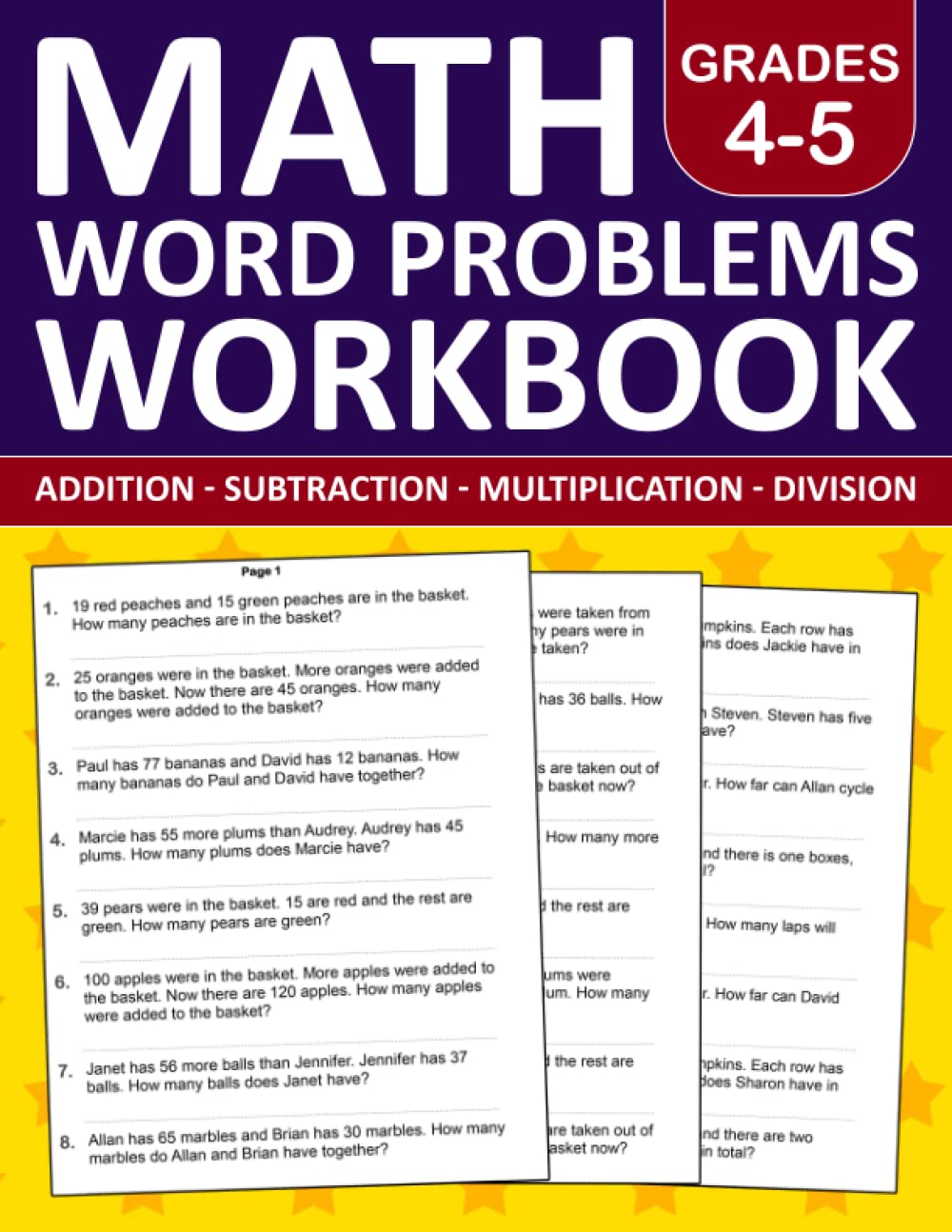 Math Word Problems Workbook For Grades 4-5 - Addition,Subtraction,Multiplication and Division Problems With Answers: Word Problems Workbook For 4th ... Exercises Book For Classroom or Homeschool