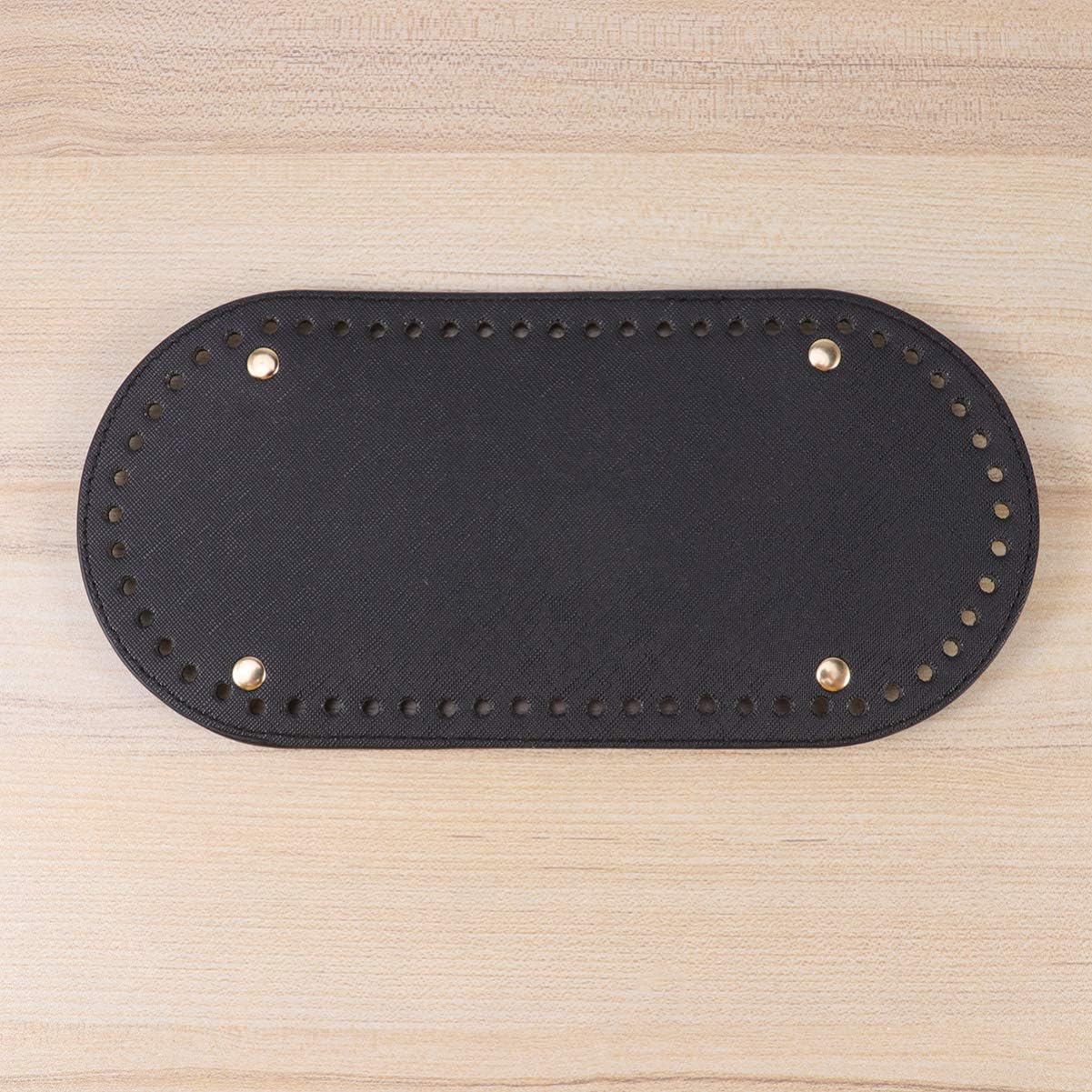 SUPVOX Knitting Crochet PU Leather Bag Bottom Shaper Cushion Hand-Woven Bag Pad (Black)