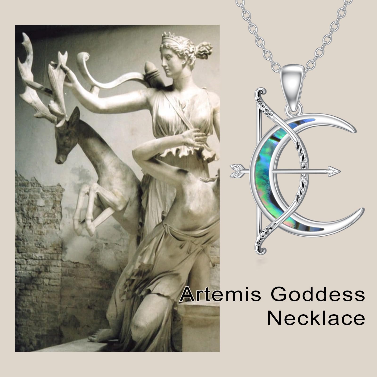 Collar de Plata de Ley 925 Concha de Abulón Flecha Colgante de Luna Joyería Para Mujer