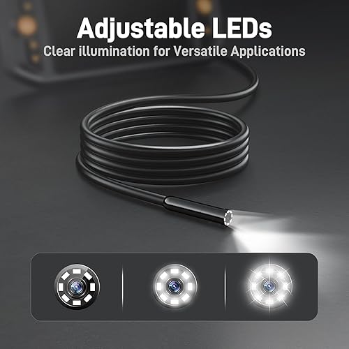 Miniatura 4 de Teslong Boroscopio endoscopio con luz, cámara de inspección de serpiente para motor automotriz, cámara de fibra óptica impermeable para mecánicos,