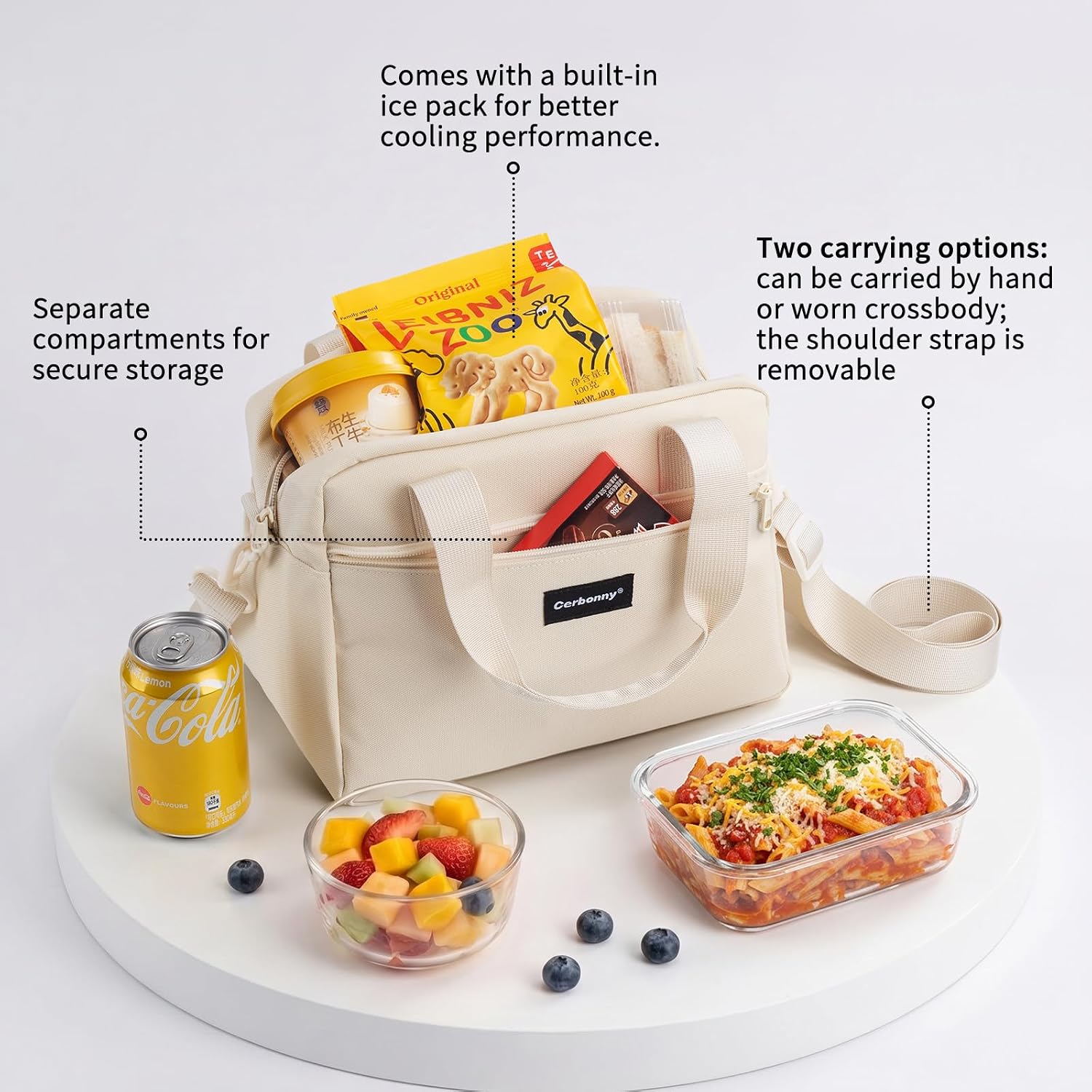 Cerbonny Lunch Bag for Women, Freezable Lunch Bag with Built-in Ice Pack image 5