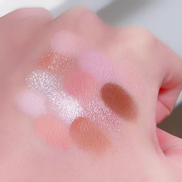 Pink Eyeshadow Palette, 12 Colour Nude Pink Matte Shimmer Glitter Eye Shadow Pallets for Women, Natural Long Lasting Highly Pigmented Eyeshadow Blush Make-Up Palettes