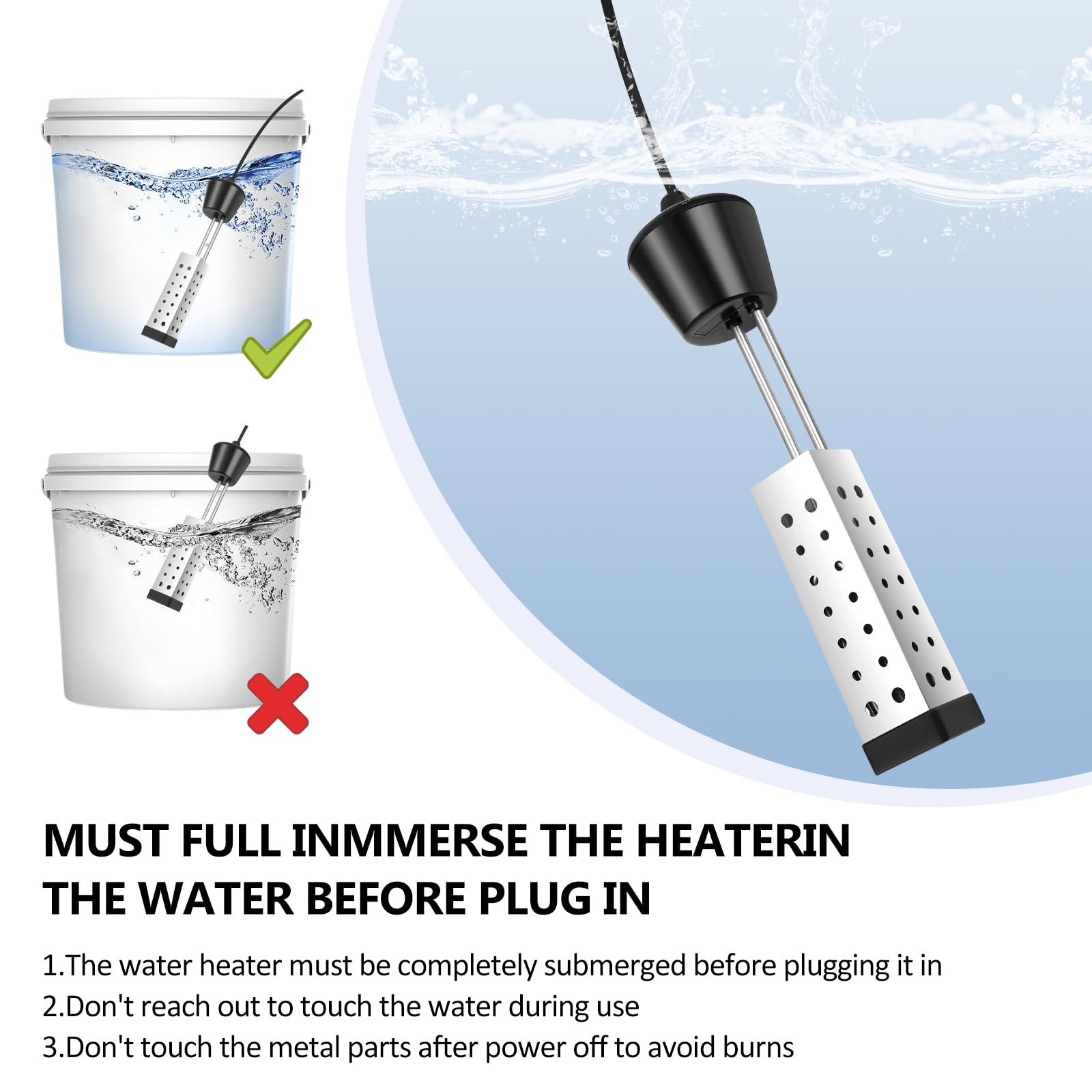 VEVOR Elektrische zwembadverwarmer, 5,5 kW, boiler, zwembad, 25 A, waterverwarming, spa, verwarmingssysteem, zwembaden, draagbaar, constante temperatuur, 22-50 °C, slang 48 mm, voor spa, baden, 450 x