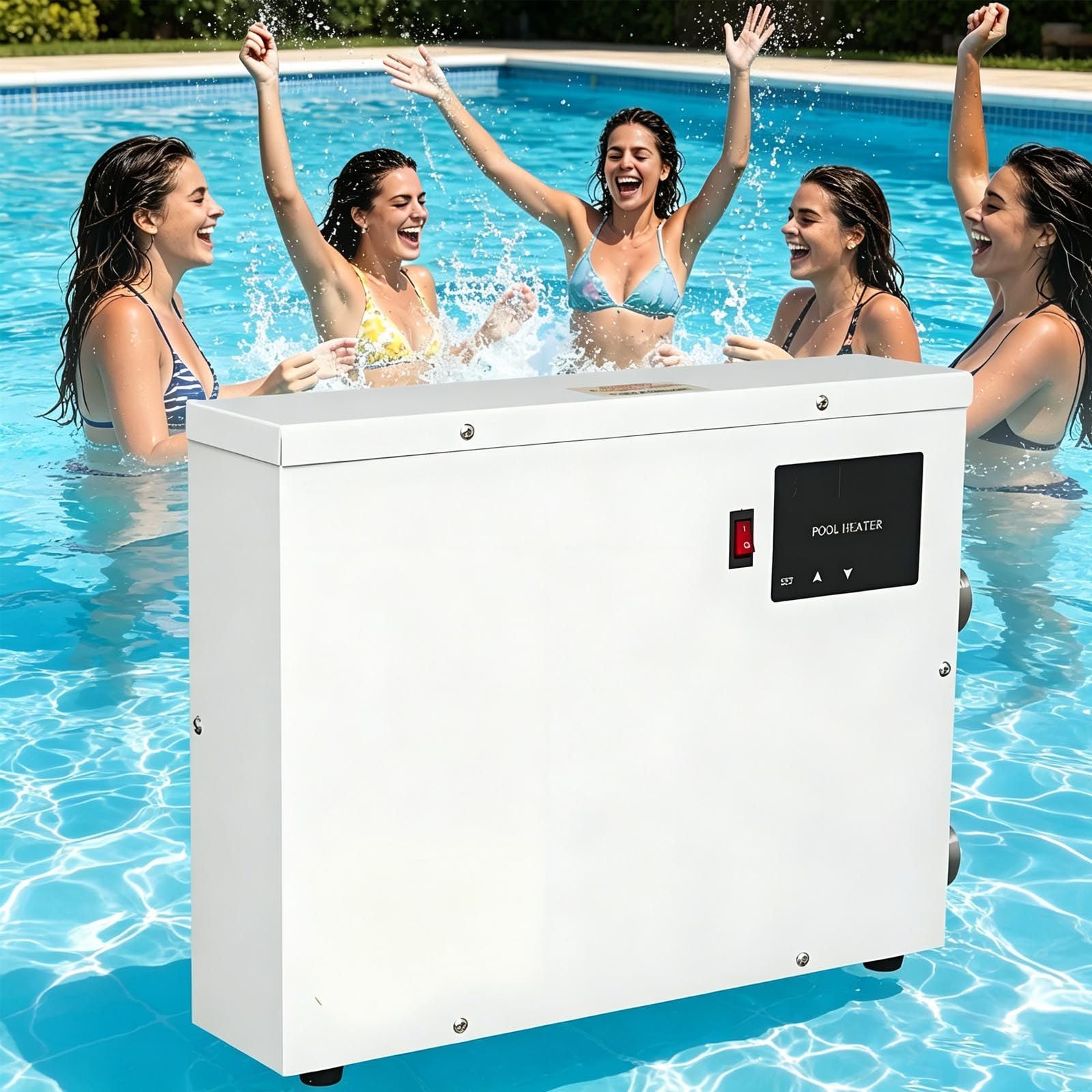 Riscaldatore elettrico per piscina da 5,5/9/11/15 kW con display digitale touch e termostato, riscaldamento automatico per piscina fuori terra, spa, vasca idromassaggio, 220 V/380 V