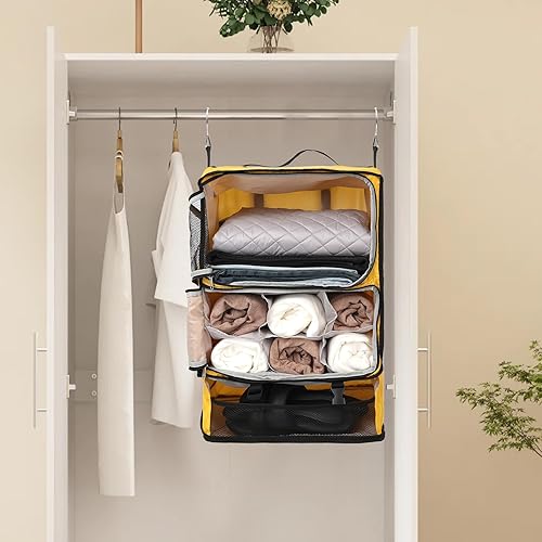 Miniatura 6 de TABITORA Estantes colgantes portátiles de viaje, organizador de armario, almacenamiento de equipaje con compartimento invisible multifuncional y