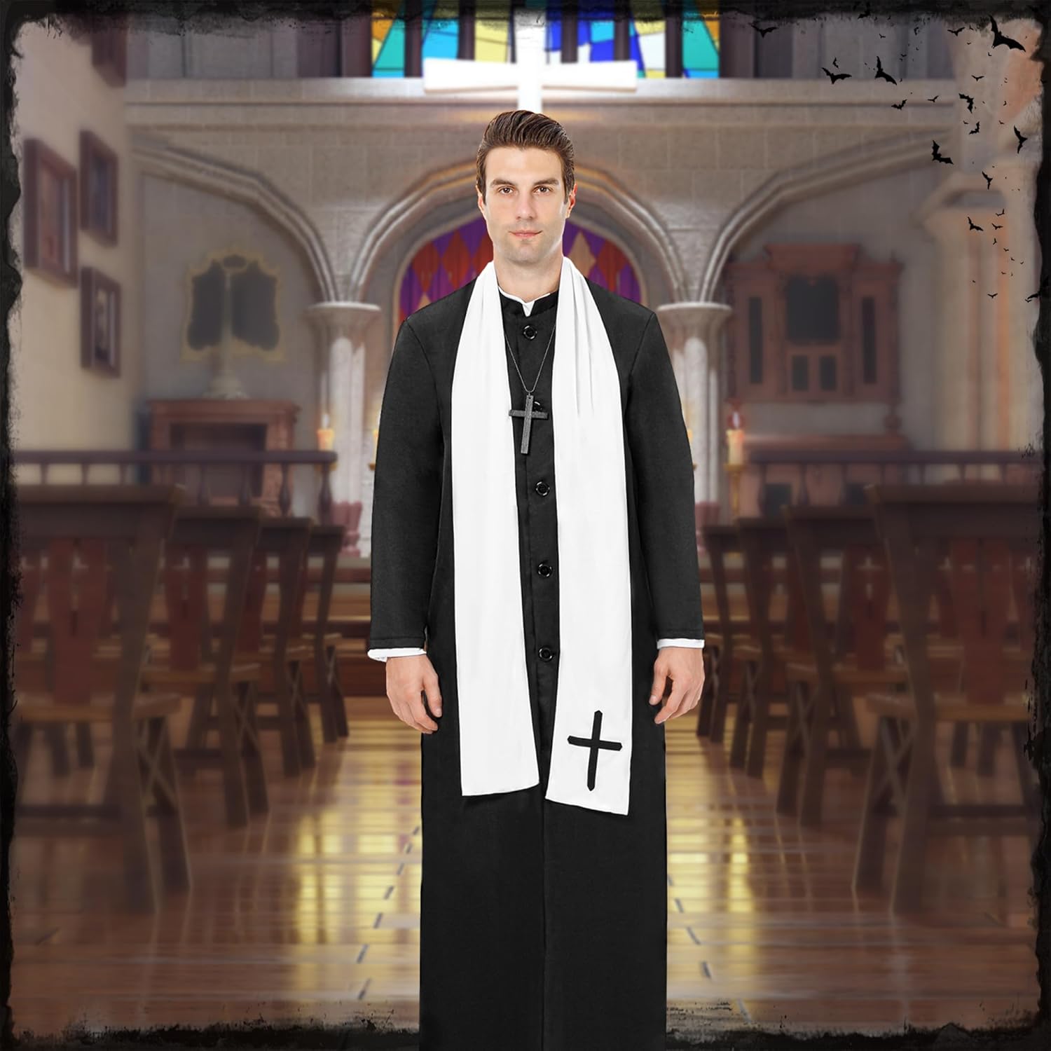 Funnlot Priest Costume for Men, Priest Halloween Costumes for Men Adult Priest Robe Outfit for Men Costume - Image 6