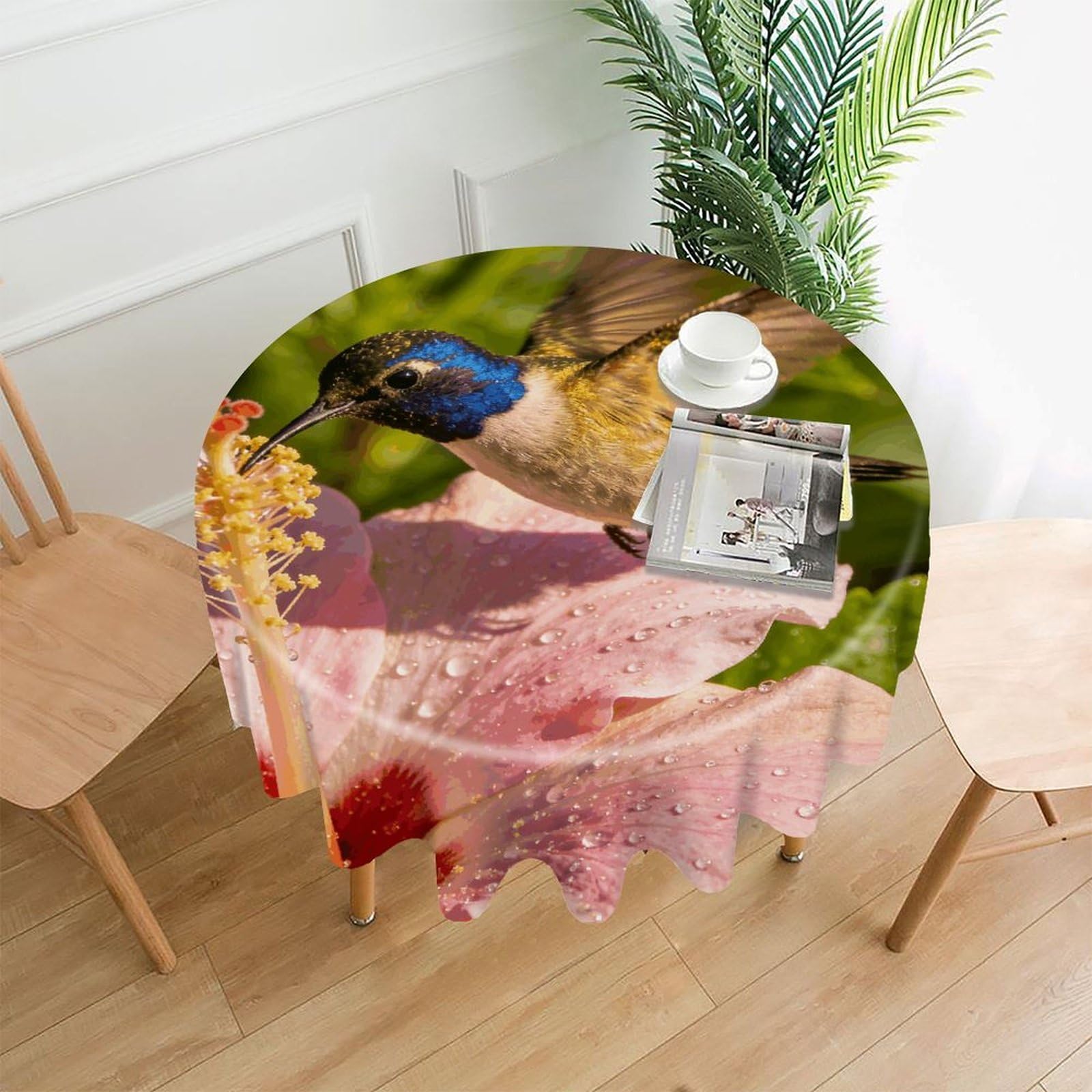 LZQPOEAS Flower Fairy Tablecloth Easy to Clean Polyester Round Table Cover Washable Round Table Cloth Wrinkle-Free Circle Decoration Tablecloth for Kitchen and Dining Room 60"