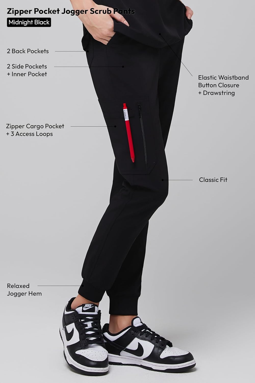 Women's Medical Scrub Uniform Sets Top and Pants S-5XL w/Pockets - ZN Stretch Fabric