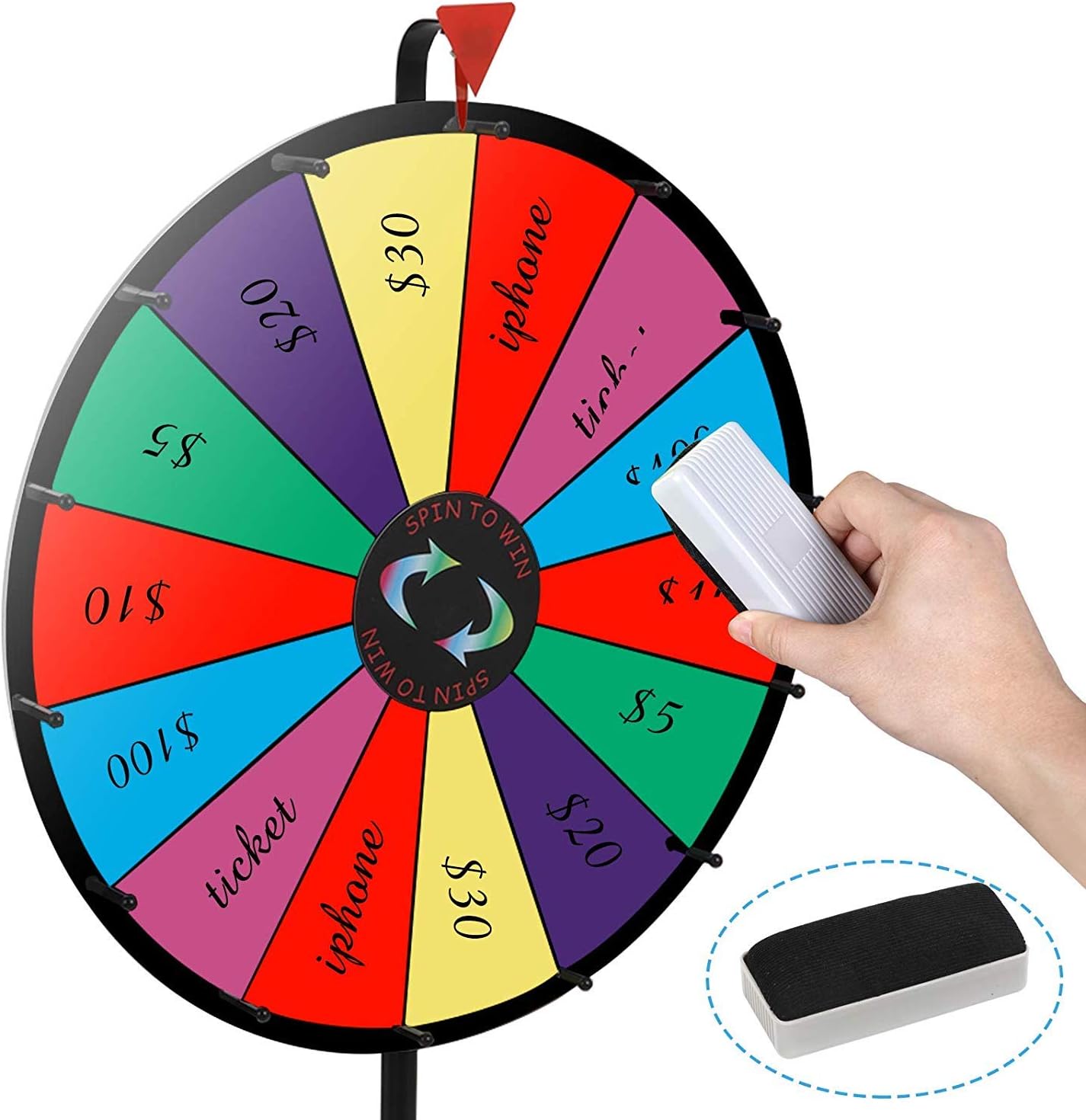 カーニバル 24インチ デュアルユース スピニングプライズホイール 14スロット カラー 卓上とフロア ルーレット ホイール オブ