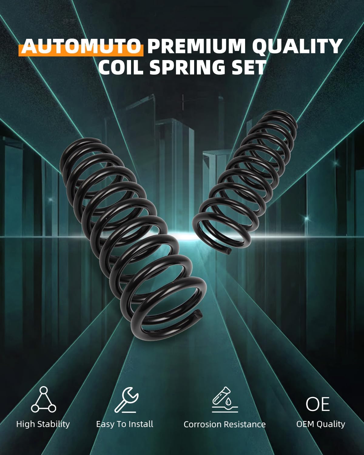 AUTOMUTO 2PCS Rear Suspension Coil Spring Set Compatible with 2006-2010 for Hyundai Sonata - Replace 81605 Coil Springs