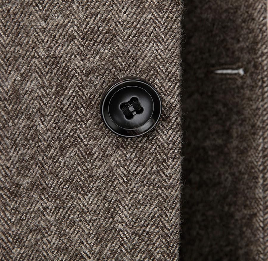 Mens Slim Fit 3 Piece Suit Herringbone Tweed Double Breasted Groom Tuxedos Set Wedding Party Formal Dinner2