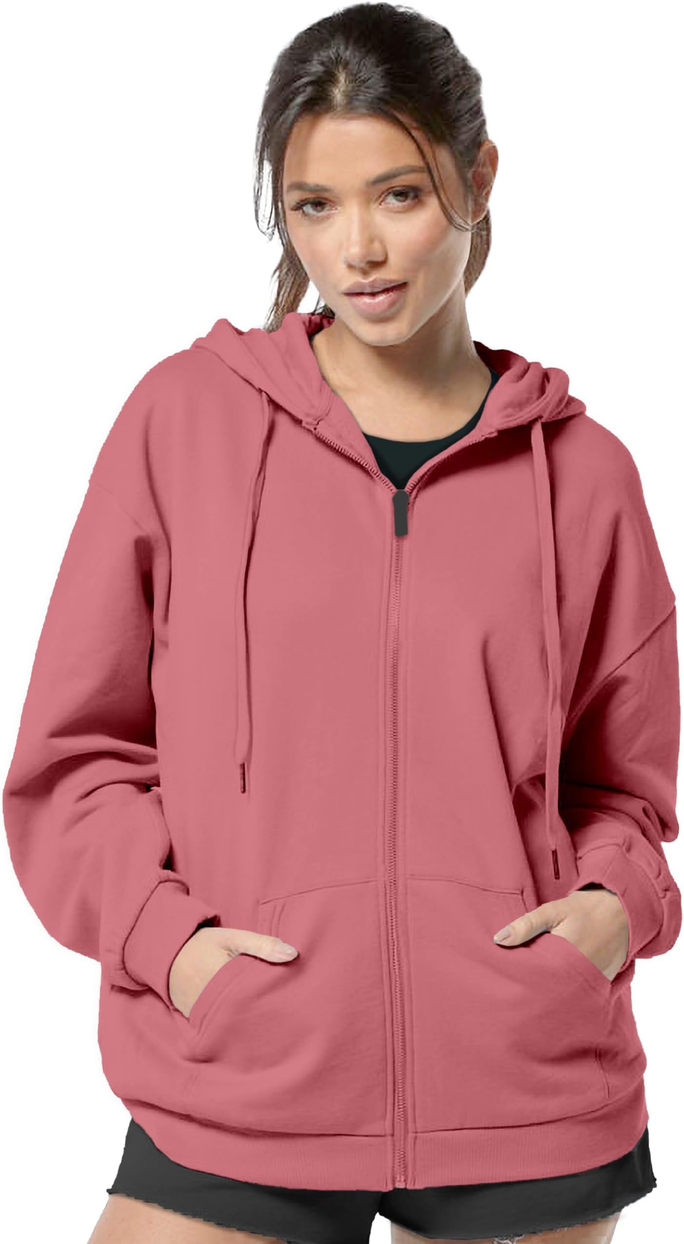 Women's Cute Hoodies Teen Girl Winter Jacket Sweatshirts Casual Drawstring Clothes Zip Up Hoodie with Pocket