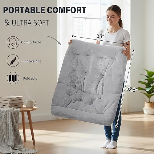 Miniatura 7 de Tiita Comfy Saucer Chair, Soft Faux Fur Oversized Folding Accent Chair, Lounge Lazy Chair for Kids Teens Adults, Metal Frame Moon Chair for Bedroom