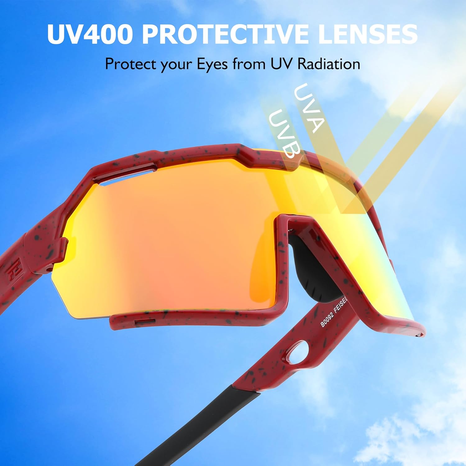 FEISEDY Polarized Kids Sunglasses Youth Sports Cycling Shades,UV400 Protection For Teens Baseball Tennis Sunglasses B0092
