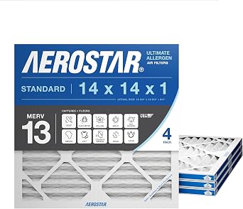 Aerostar Air Filter 14x14x1 MERV 13 AC Filter, Furnace Filter, 12 Pack