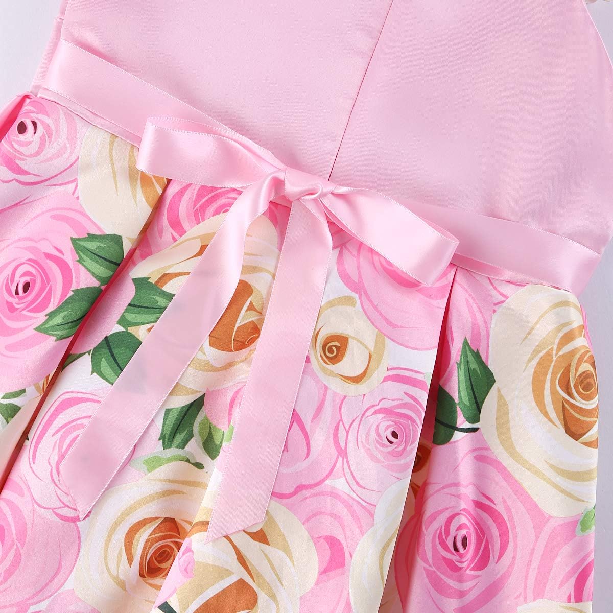 2-9T Girls Kids Striped Floral Ruffles Flower Dress Ball Gown Party Formal Dresses