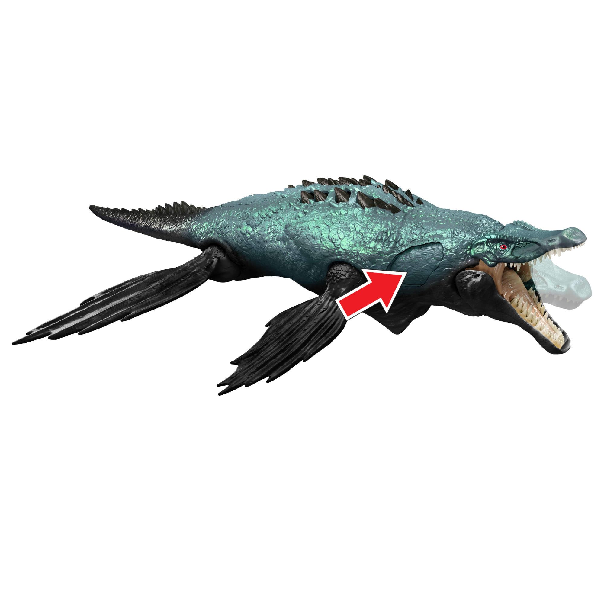 Mattel Jurassic World Liopleurodon Géants Féroces, Grande Figurine de Dinosaure avec Deux attaques et Une évolution, Jeu numérique, JKL87