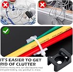 200Pcs Saddle Cable Tie Mount Base, Screw-in Wire Holder for Home Office | Black, nylon, central screw hole, works with standard plastic zip ties, bundle mouse, power, charging cords