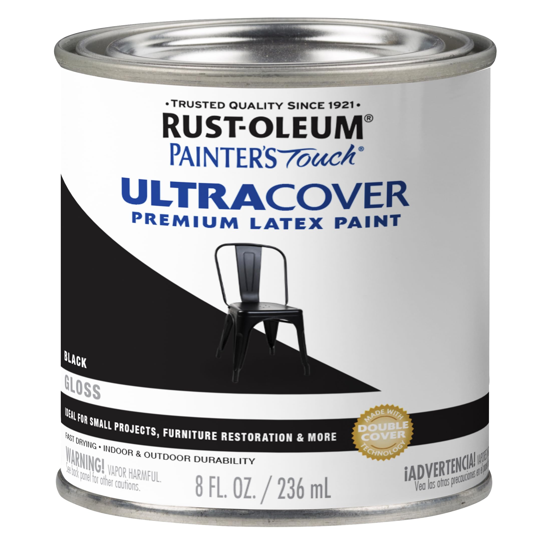 Rust-Oleum 1979730 Painter's Touch Latex Paint, Half Pint, Gloss Black 8 Fl Oz (Pack of 1)