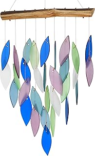 Blue Handworks Mountain Ridge Waterfall & Driftwood Chime, Sandblasted G...